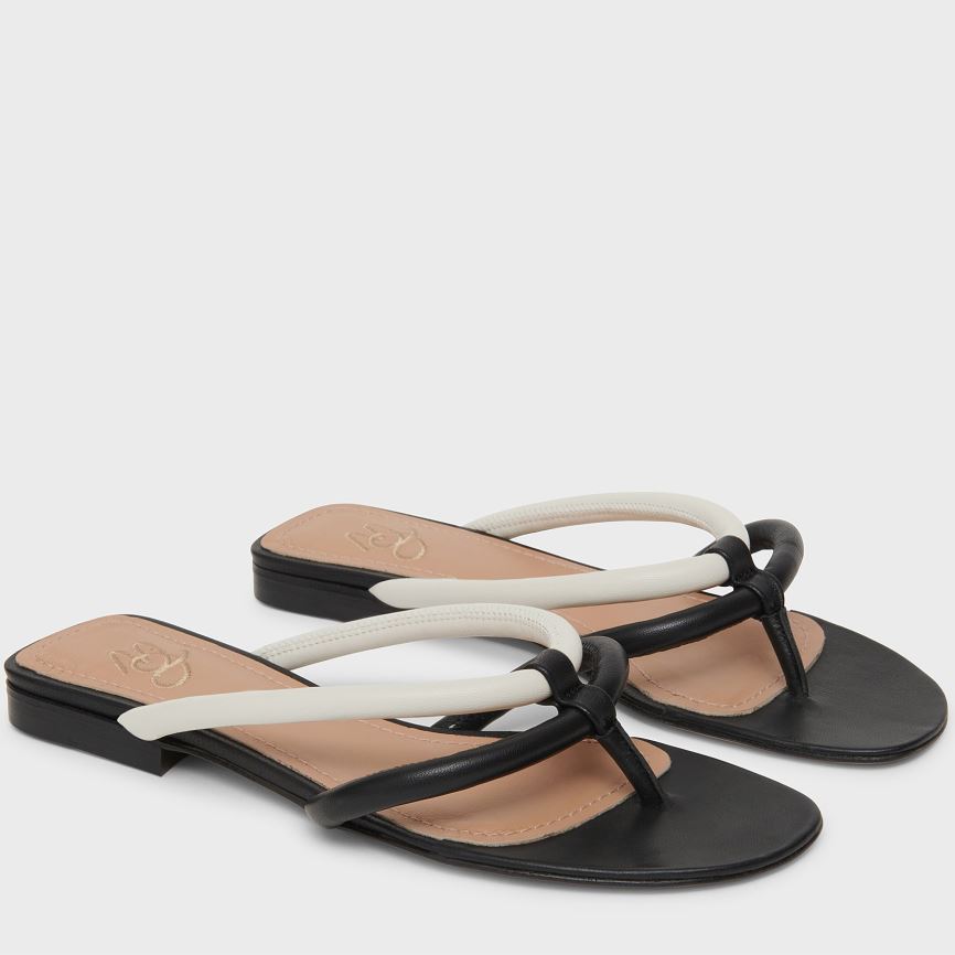 Women\'s Mansur Gavriel Filo Flip Flops Black / White | AU 159MLH